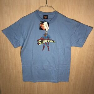 Vtg Y2k Superman Character Carolina Blue T Shirt Large With Tags DC Comics USA